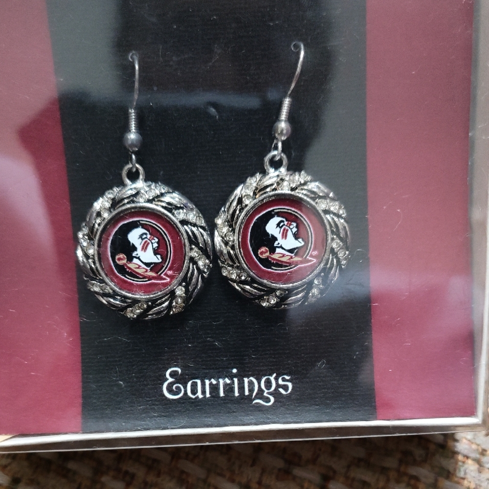 Florida State Silver and Red Earrings